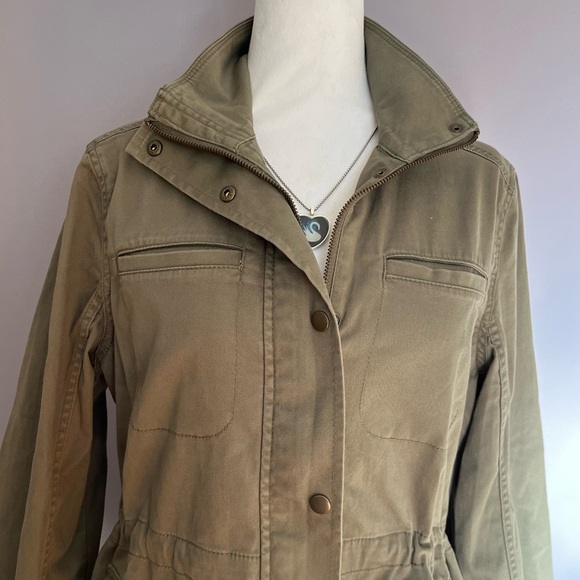 L.L. Bean Classic Utility Jacket Coat Olive Army Green Women's Small Petite - Picture 4 of 13
